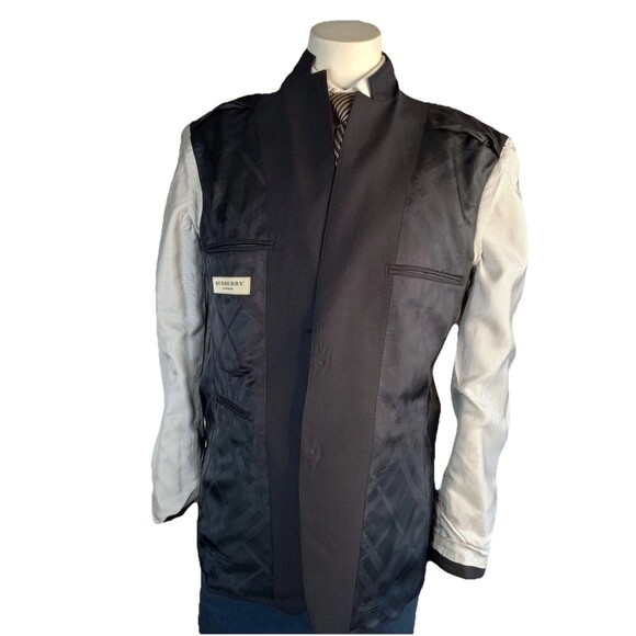 Burberry London Blazer Men's 42 Black Wool Single Breasted Jacket Made In Italy - Picture 7 of 13